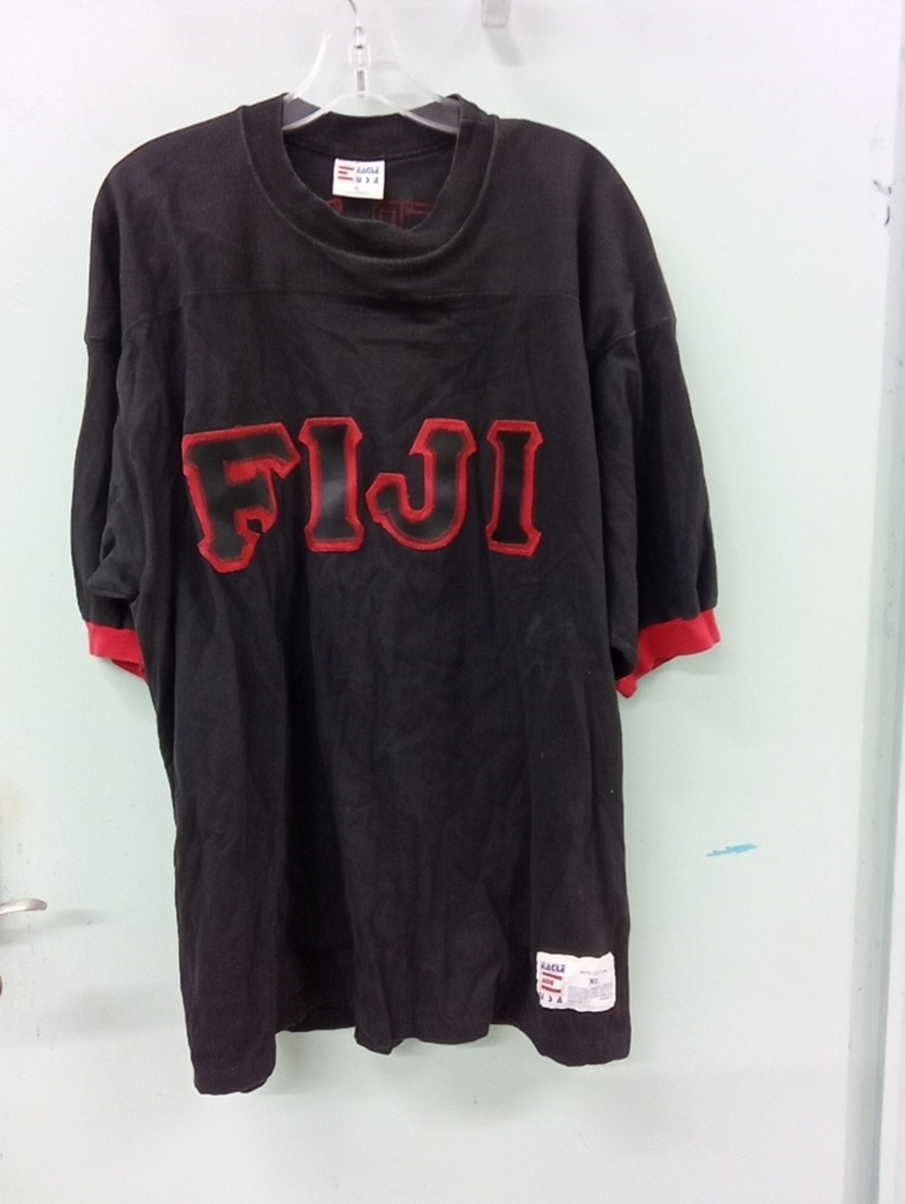 FIJI Black Short Sleeve Tee with Red Accents